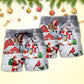 Christmas Santa Claus With Snowman Family In The Town Art Style - Beach Short Reefox - Owls Matrix LTD
