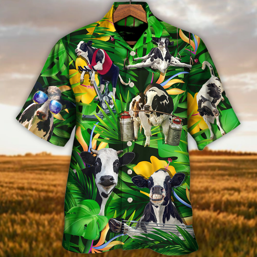 Cow Dancing And Play Funny Tropical Style - Hawaiian Shirt - Reefox
