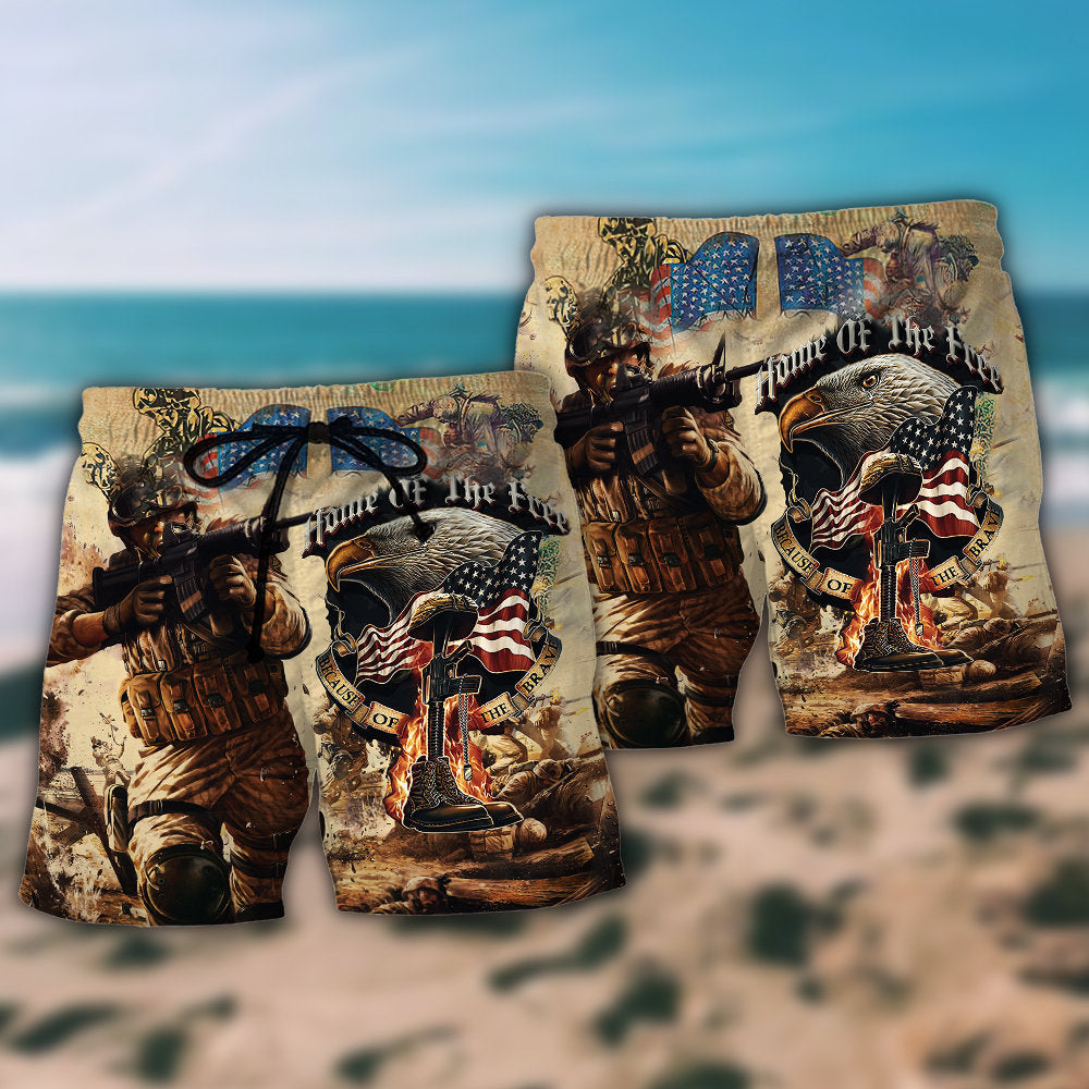 Veteran Army America Home Of The Free Because Of The Brave - Beach Short Reefox - Owls Matrix LTD