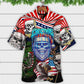 Skull Christmas US Flag Skeleton Horror Merry Christmas - Hawaiian Shirt - Reefox