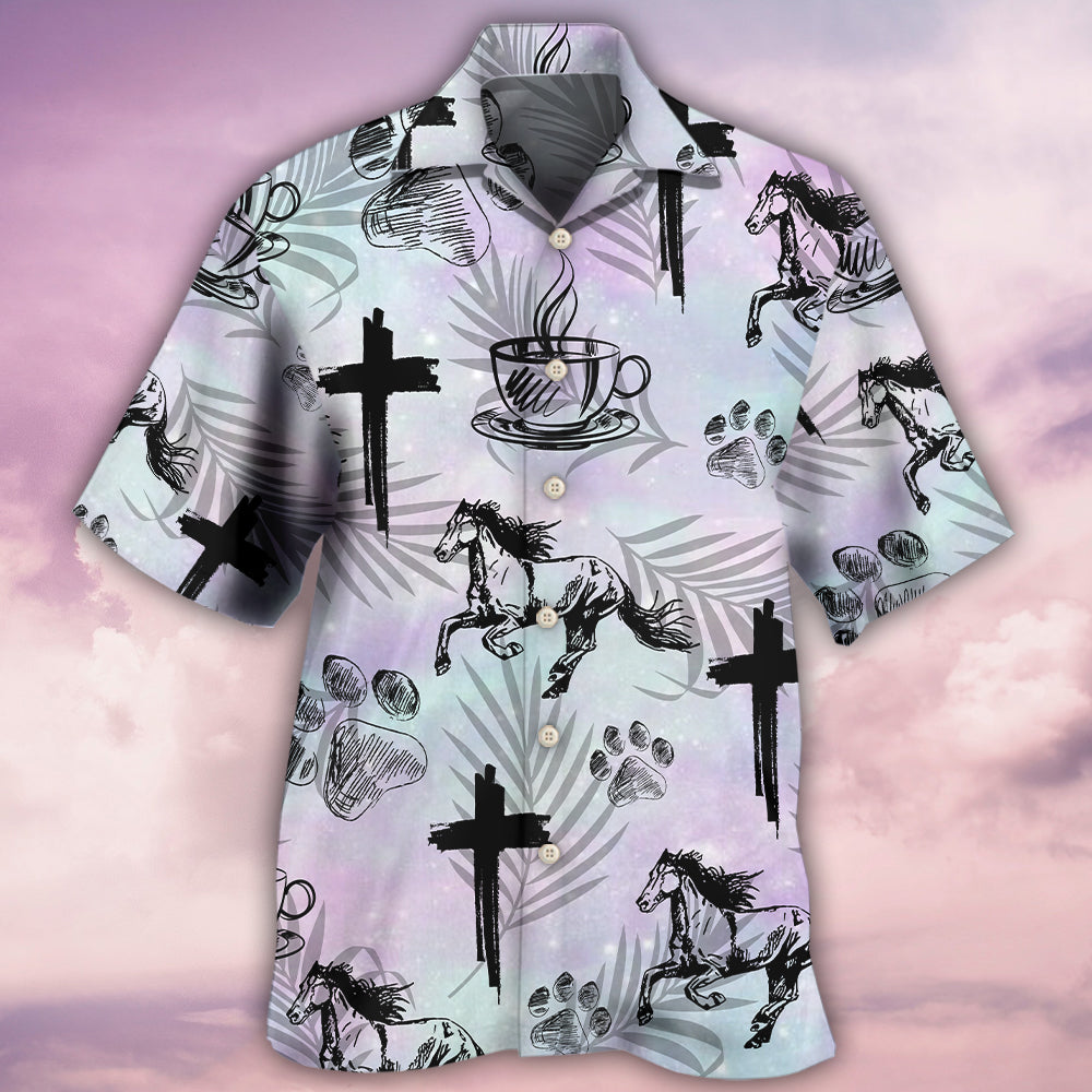 Coffee Jesus Dog Horse - Hawaiian Shirt - Reefox