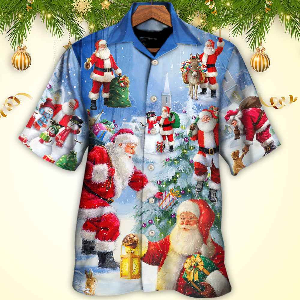 Christmas Santa Claus Is Coming Story Night Art Style - Hawaiian Shirt - Reefox