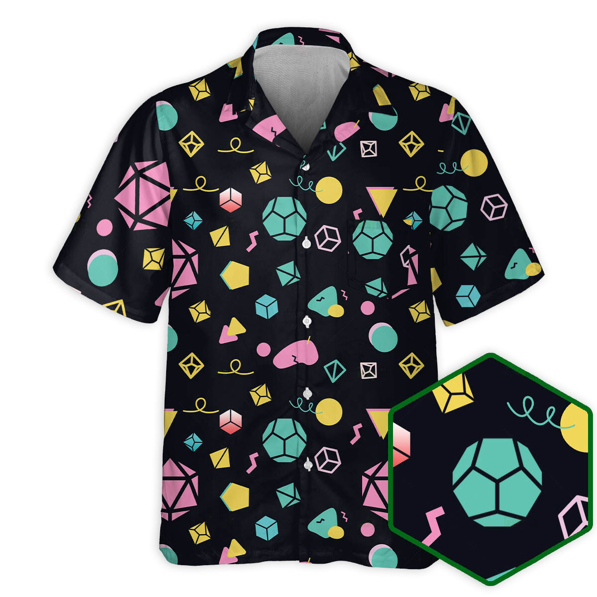 DnD Dice Neon Color Pattern - Hawaiian Shirt - Reefox