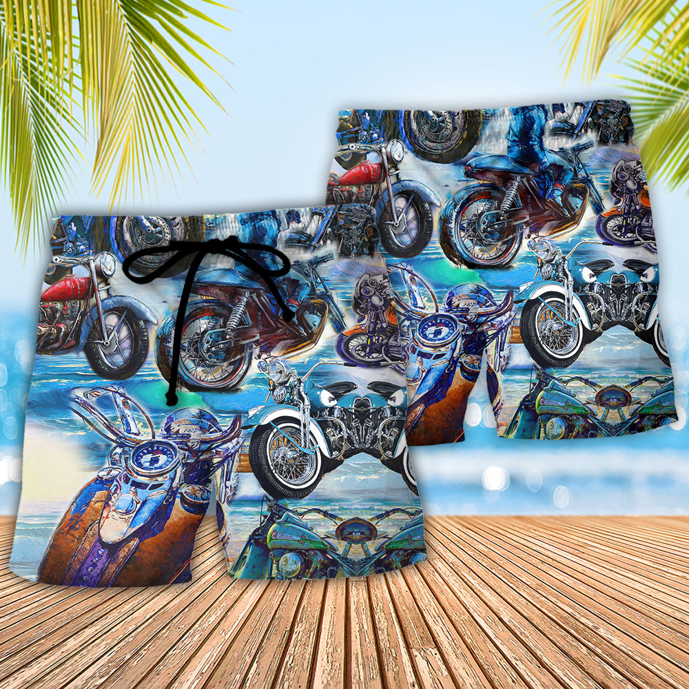 Motorcycle Let's Take A Ride To The Beach Blue Style - Beach Short Reefox - Owls Matrix LTD
