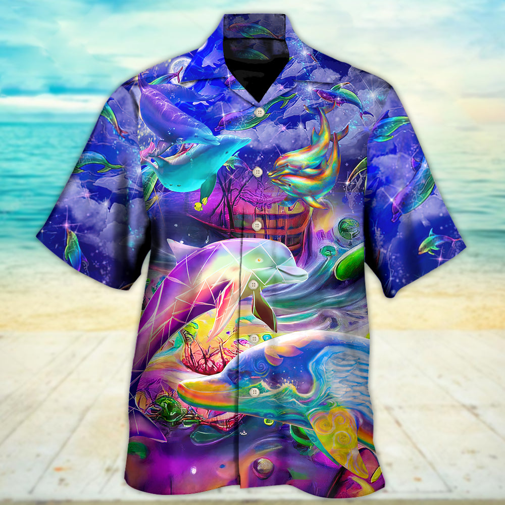 Dolphin Rainbow Jumping Into New World - Hawaiian Shirt - Reefox