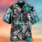Skull Tropical White Smoke Red Flower - Hawaiian Shirt - Reefox