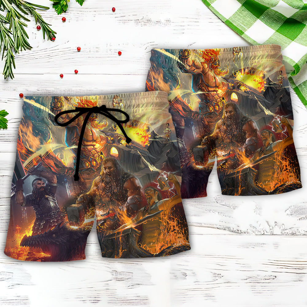 Blacksmith God Of Craftsmen Artisans Fire - Beach Short Reefox - Owls Matrix LTD