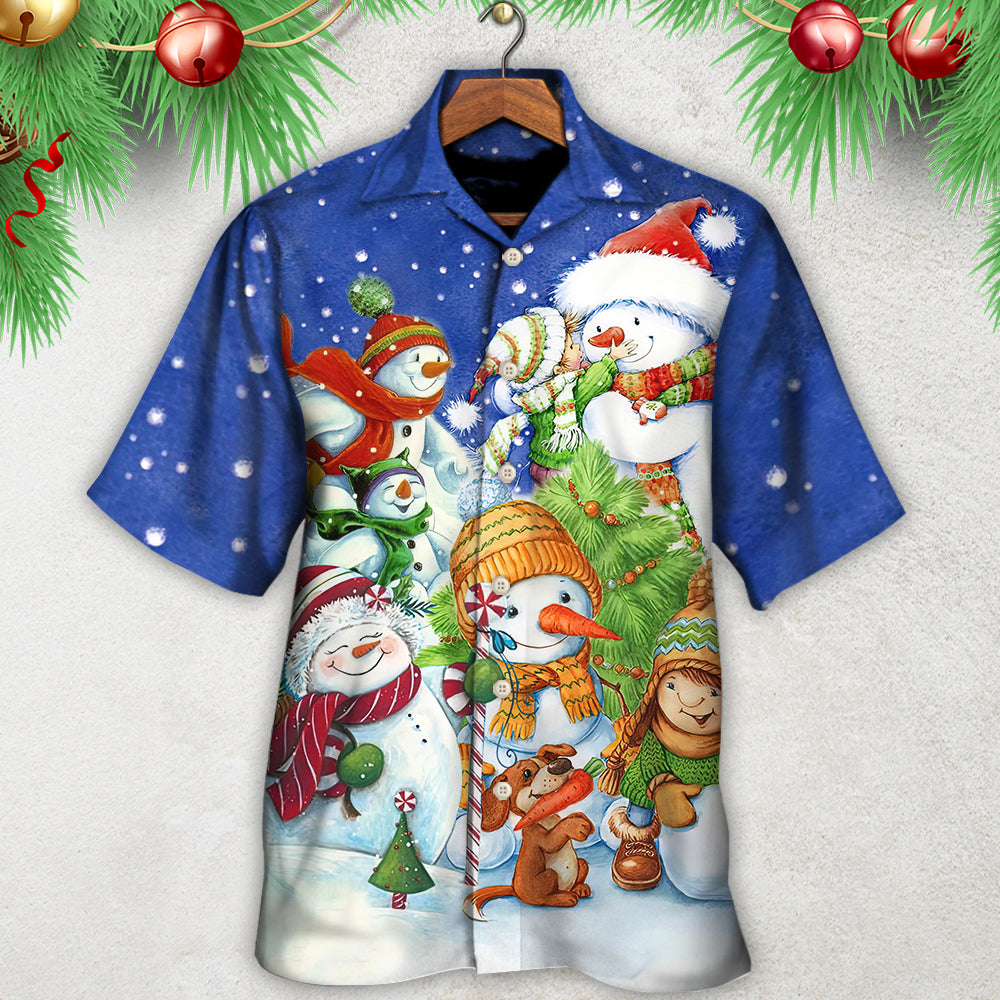 Christmas Snowman Merry Christmas Night - Hawaiian Shirt - Reefox