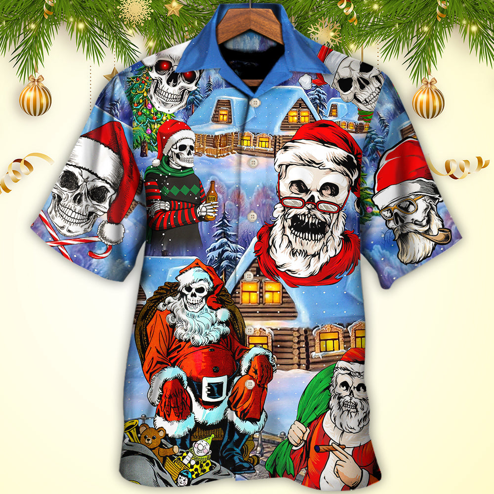 Christmas Skull Santa In The Town Love Xmas - Hawaiian Shirt - Reefox