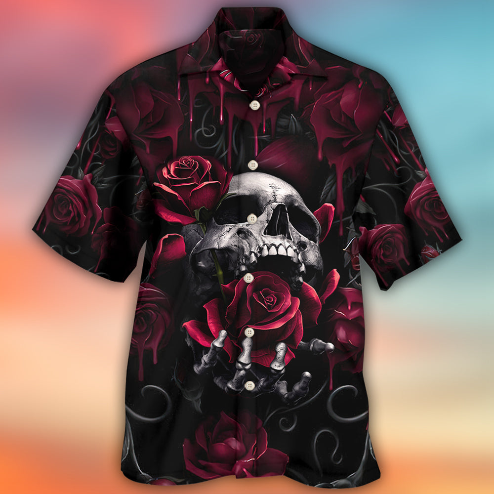 Skull Rose Blood Dark Screaming - Hawaiian Shirt - Reefox