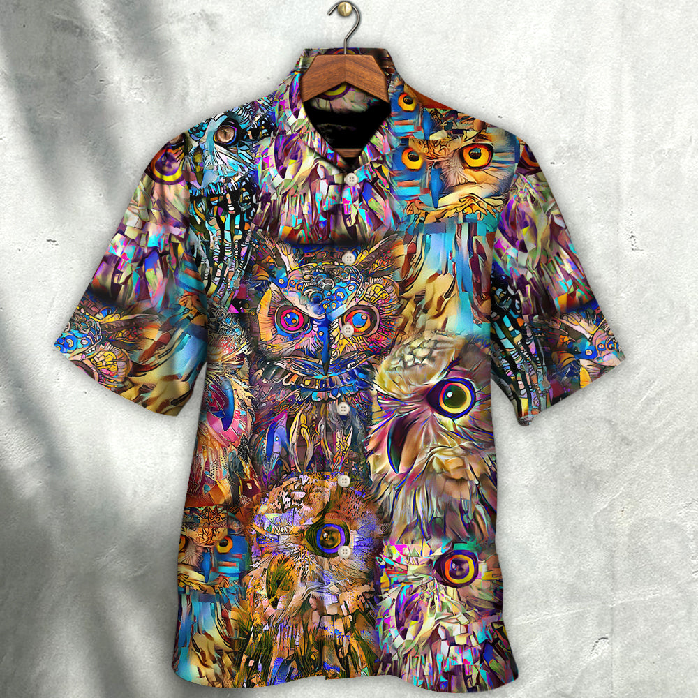 Owl Wild Animal Neon Colorful - Hawaiian Shirt - Reefox