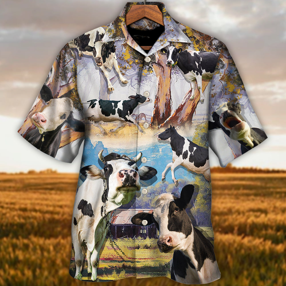 Cow Funny Dancing In The Australian Landscape Lover Cattle Art Style - Hawaiian Shirt - Reefox