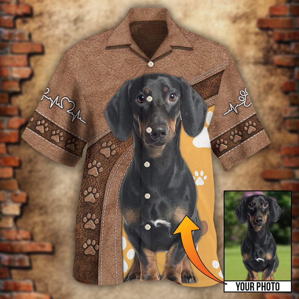 Dog Paw Brown Style Classic Custom Photo Personalized - Hawaiian Shirt - Reefox
