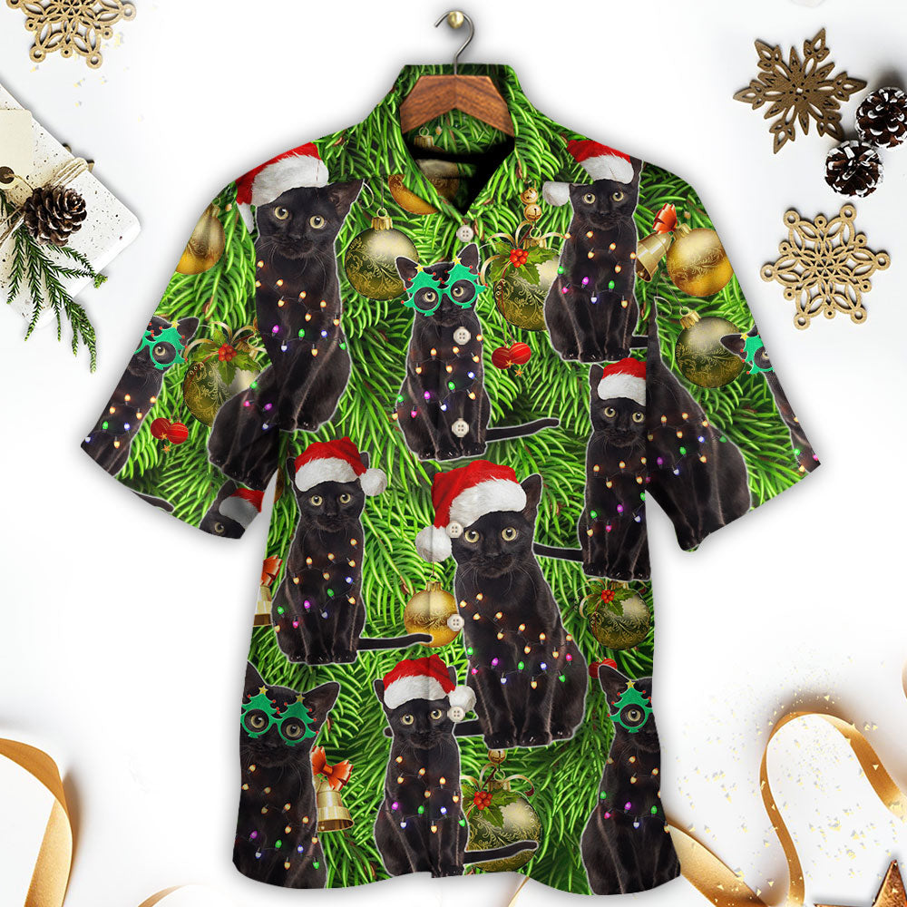 Black Cat Christmas Merry Xmas - Hawaiian Shirt - Reefox