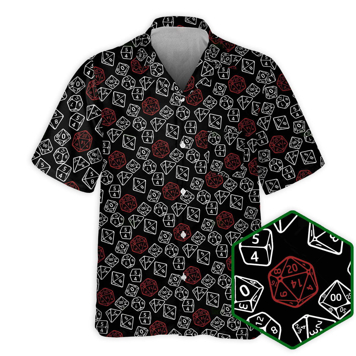 DnD Dice Red And White - Hawaiian Shirt - Reefox
