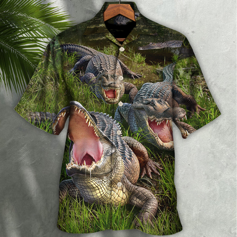Crocodile The Crocodile Cannot Turn Its Head - Hawaiian Shirt - Reefox