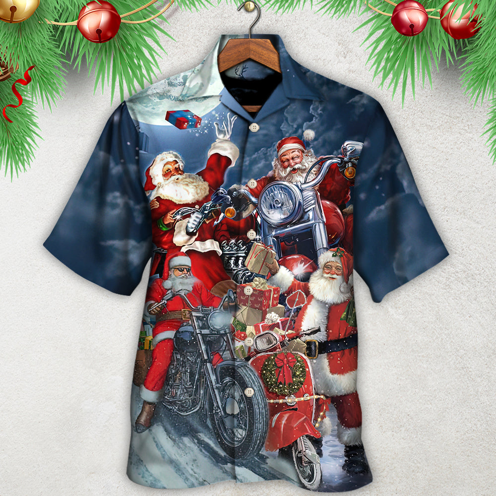 Christmas Santa I Don't Need Reindeer I Have Motorbike - Hawaiian Shirt - Reefox
