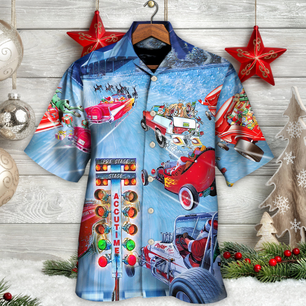 Christmas Santa Claus Start Drag Racing Light - Hawaiian Shirt - Reefox