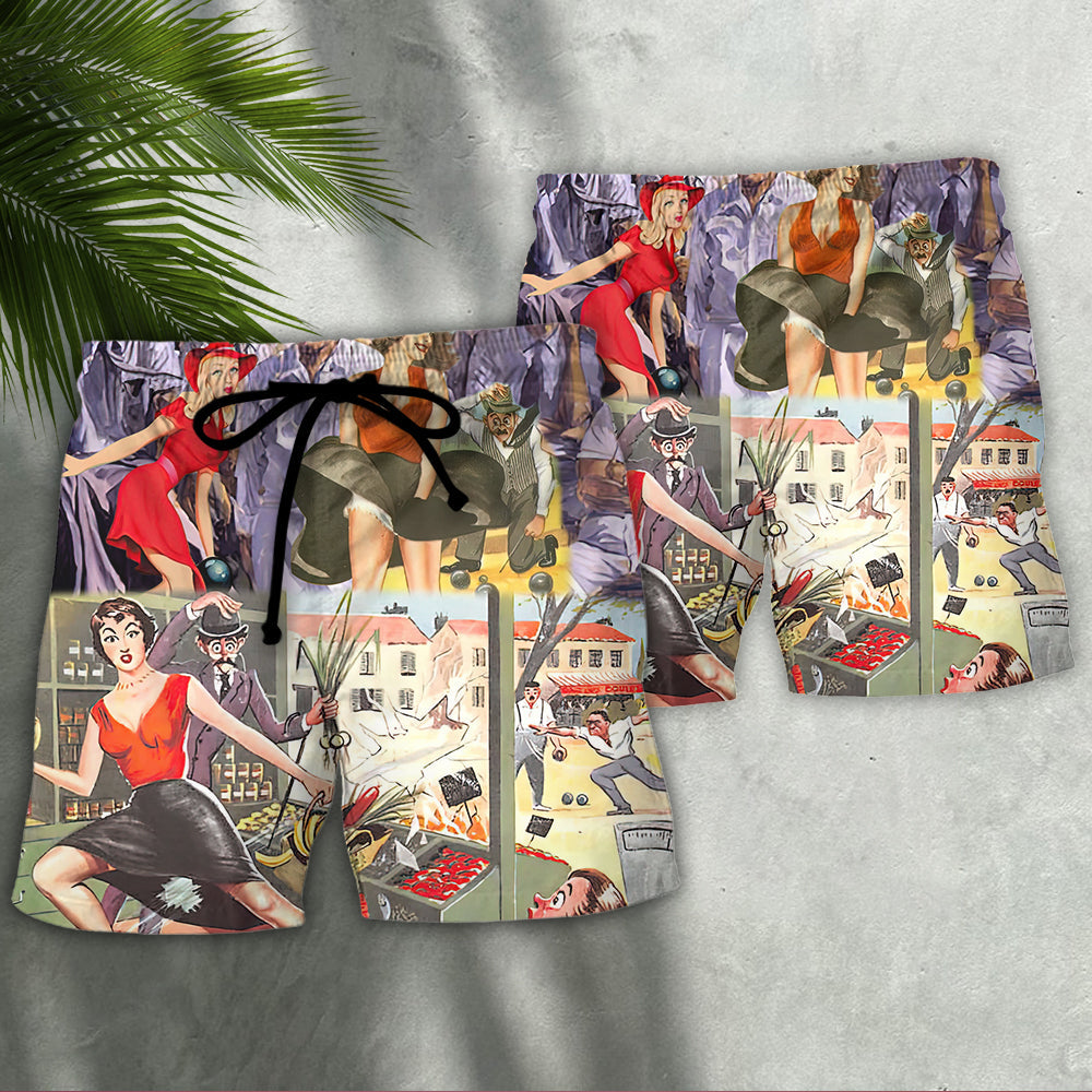 Lawn Bowling Oop! Look Girl And Lawn Bowling - Beach Short Reefox - Owls Matrix LTD