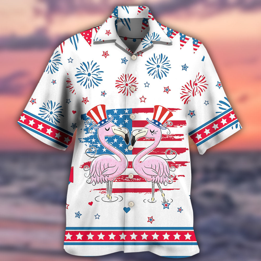 Flamingo Independence Day Star America - Hawaiian Shirt - Reefox
