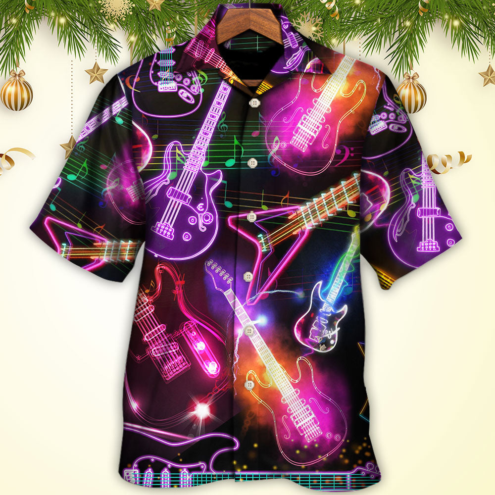 Guitar Neon Amazing Christmas - Hawaiian Shirt - Reefox