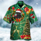 Christmas Black Cat Drinking Happy Christmas Tree Green Light - Hawaiian Shirt - Reefox