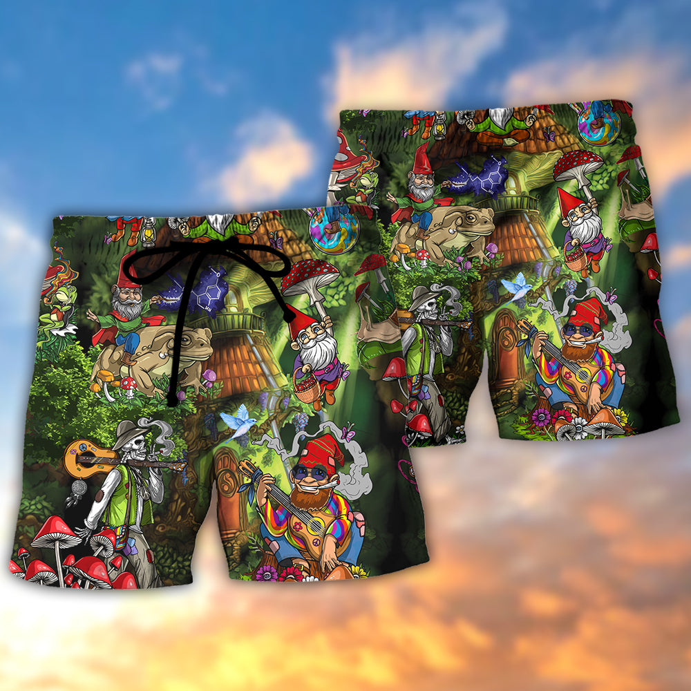 Hippie Mushroom Peace Love Life Color - Beach Short Reefox - Owls Matrix LTD