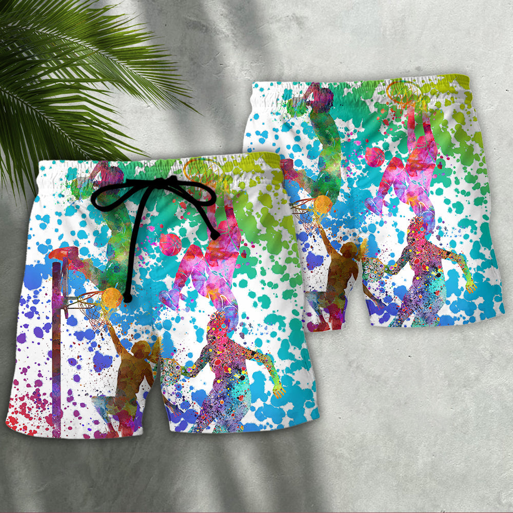 Basketball Colorful Painting - Beach Short - Owls Matrix LTD