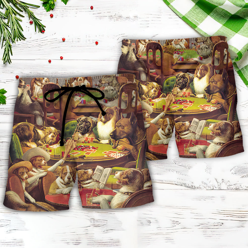 Gambling Dog Playing Poker - Beach Short Reefox - Owls Matrix LTD