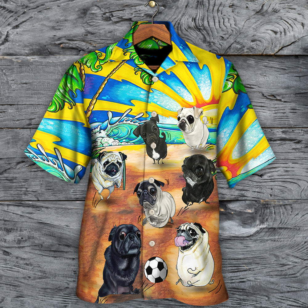 Soccer Beach Sports Pug Dog Beach - Hawaiian Shirt - Reefox
