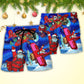 Christmas No Reindeer Any More Santa Loves Airplane Magic Night - Beach Short Reefox - Owls Matrix LTD