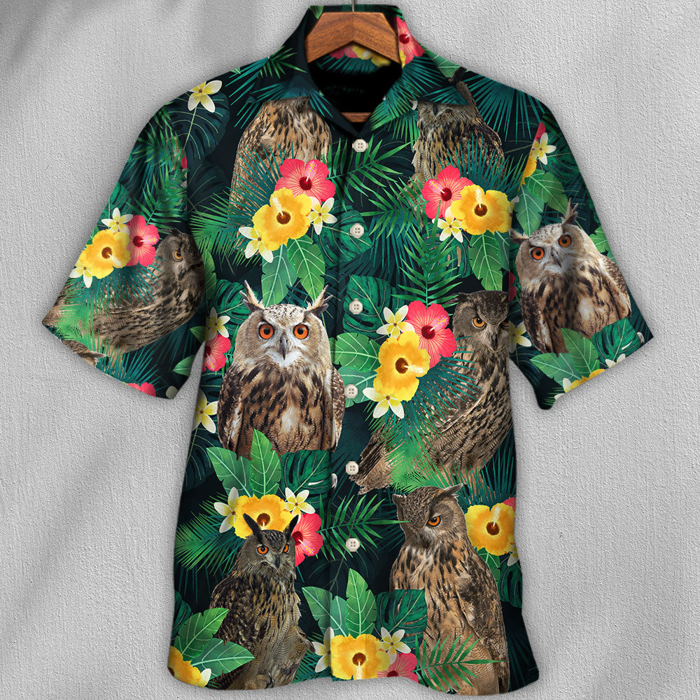 Owl Tropical Summer Floral Vibes - Hawaiian Shirt - Reefox