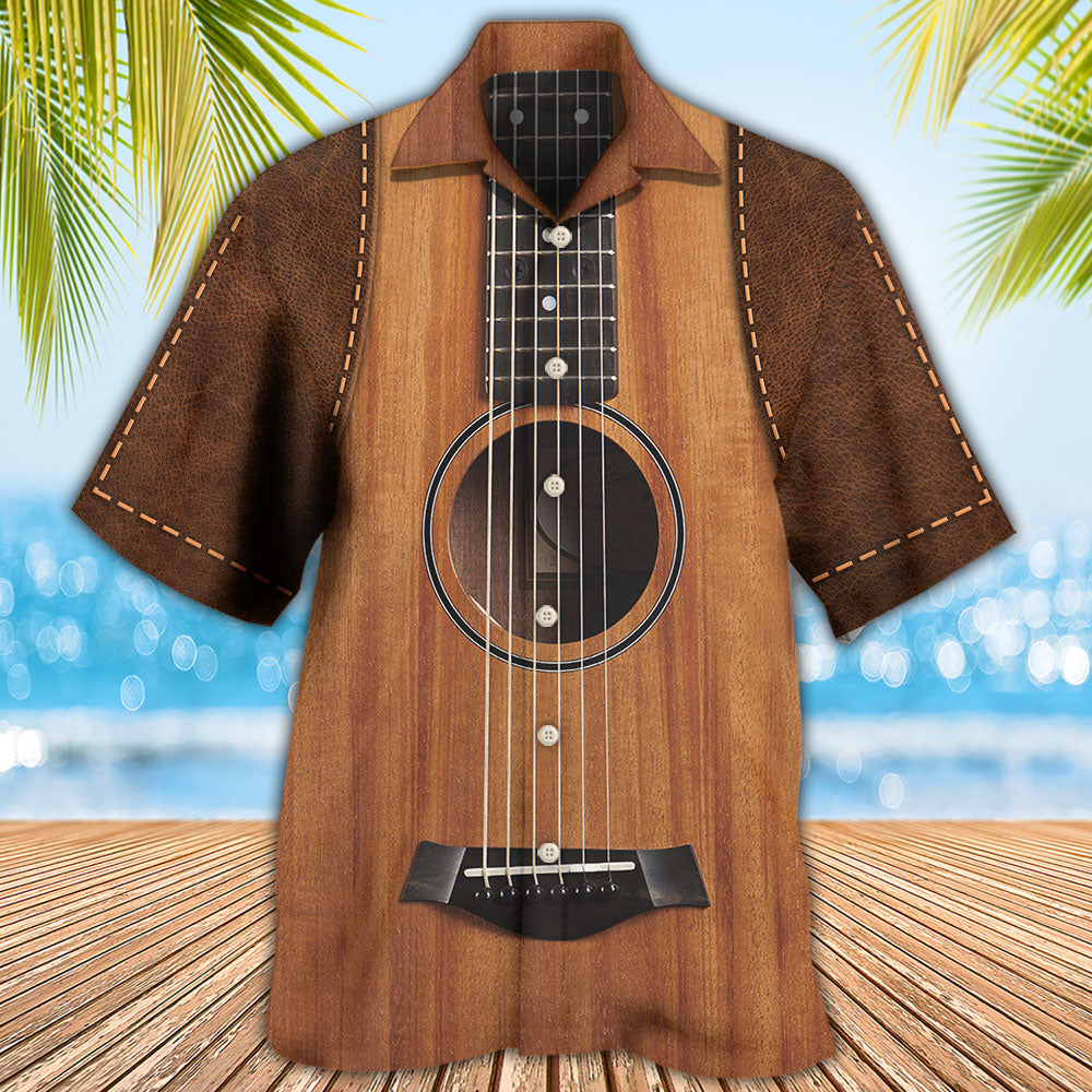 Guitar Vintage Leather Music Lover - Hawaiian Shirt - Reefox