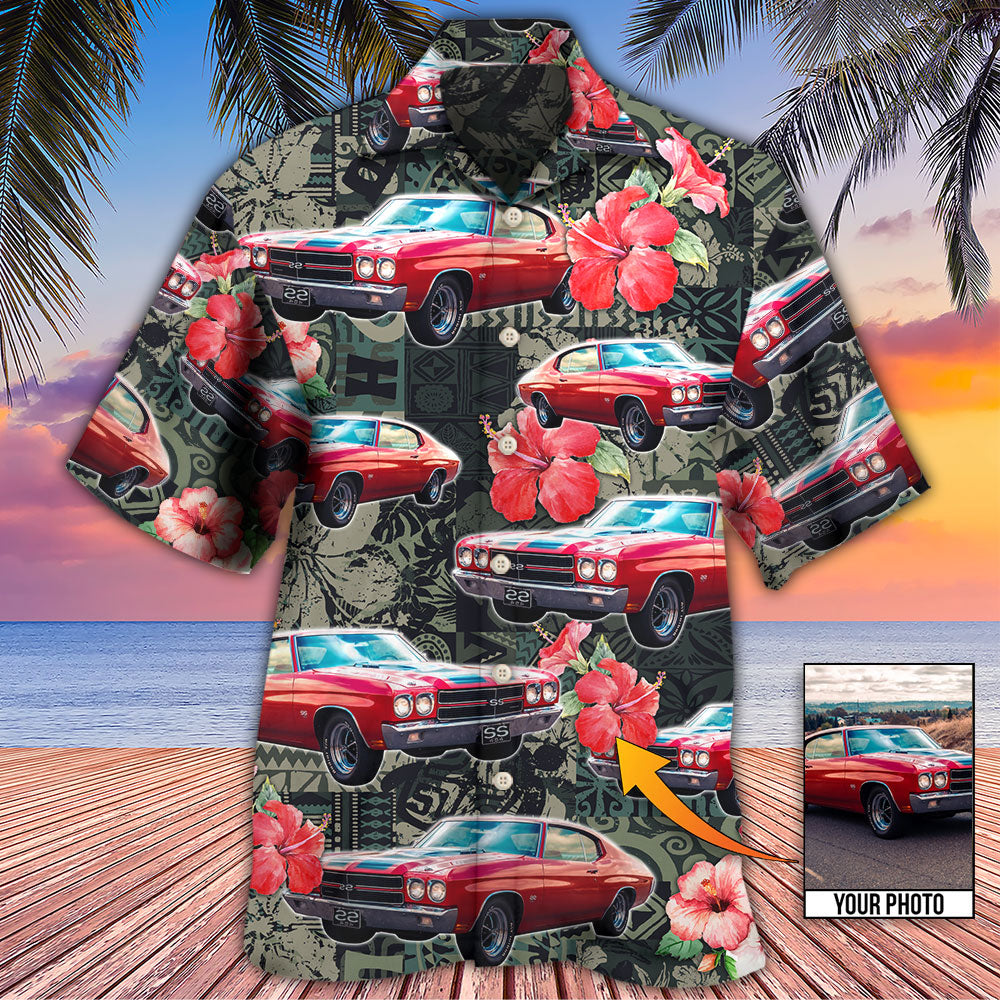 Muscle Car Tropical Leaf Custom Photo - Hawaiian Shirt - Reefox