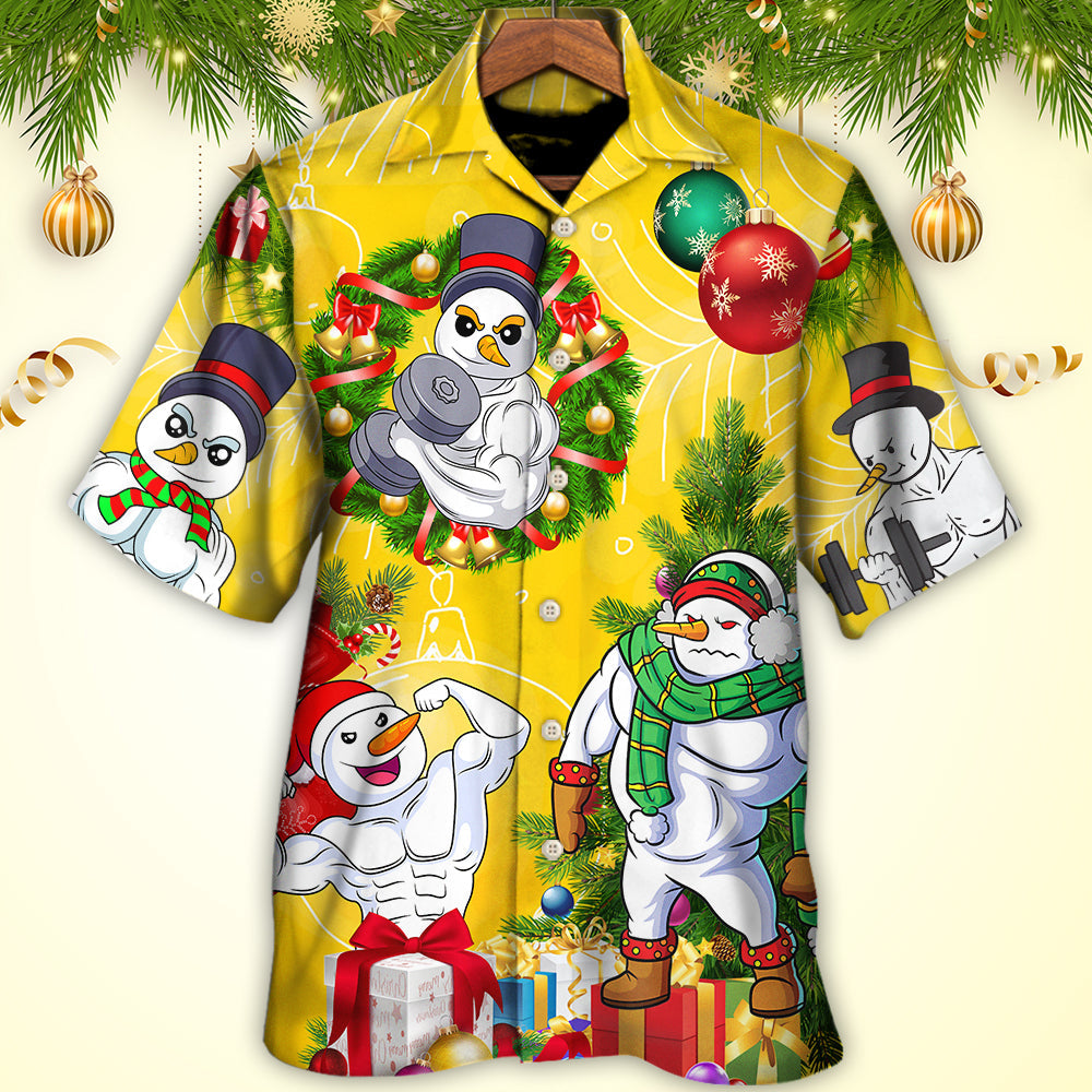 Christmas Frosty The Swoleman Snowman Workout Funny - Hawaiian Shirt - Reefox