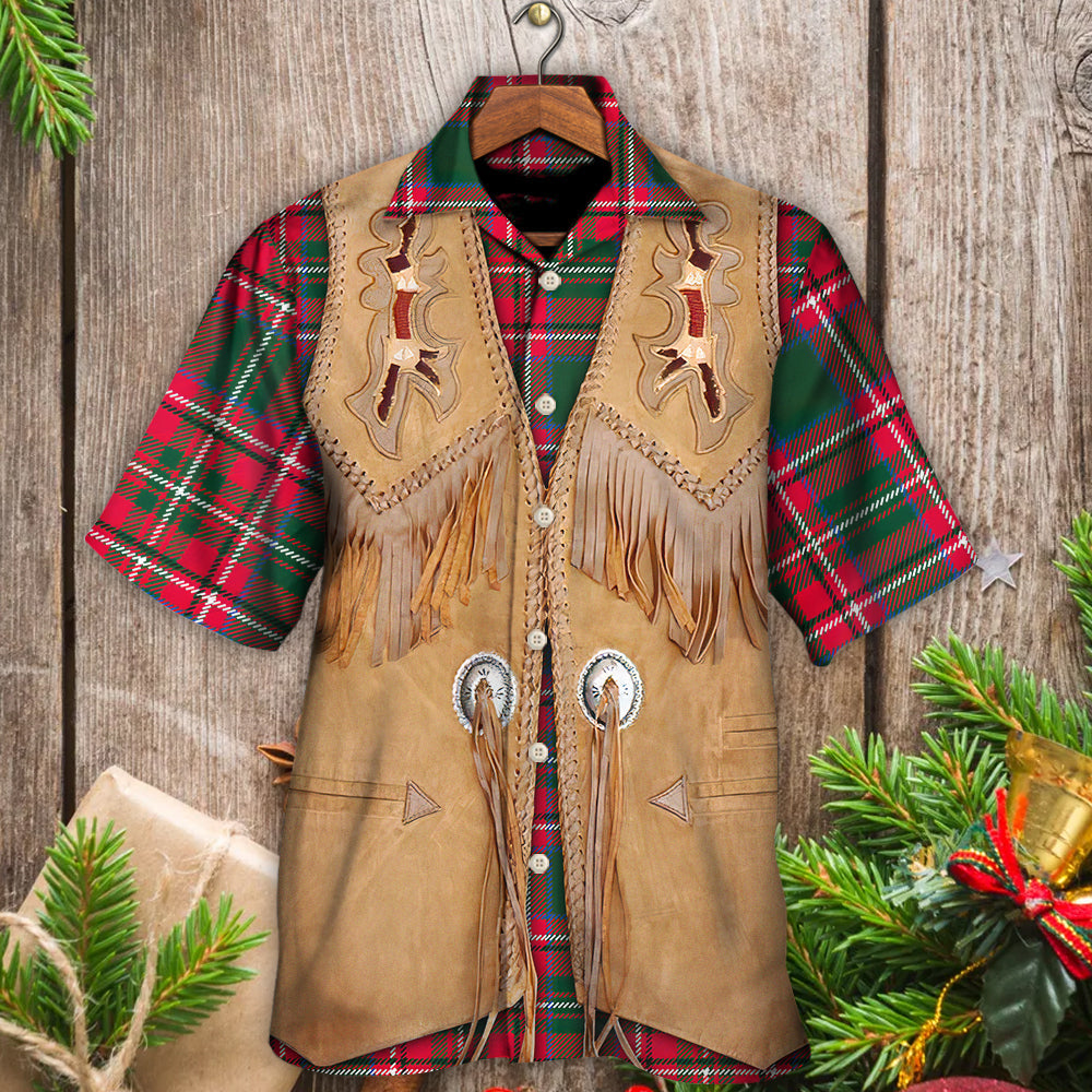 Christmas Santa Vintage Western Jacket Fringe - Hawaiian Shirt - Reefox