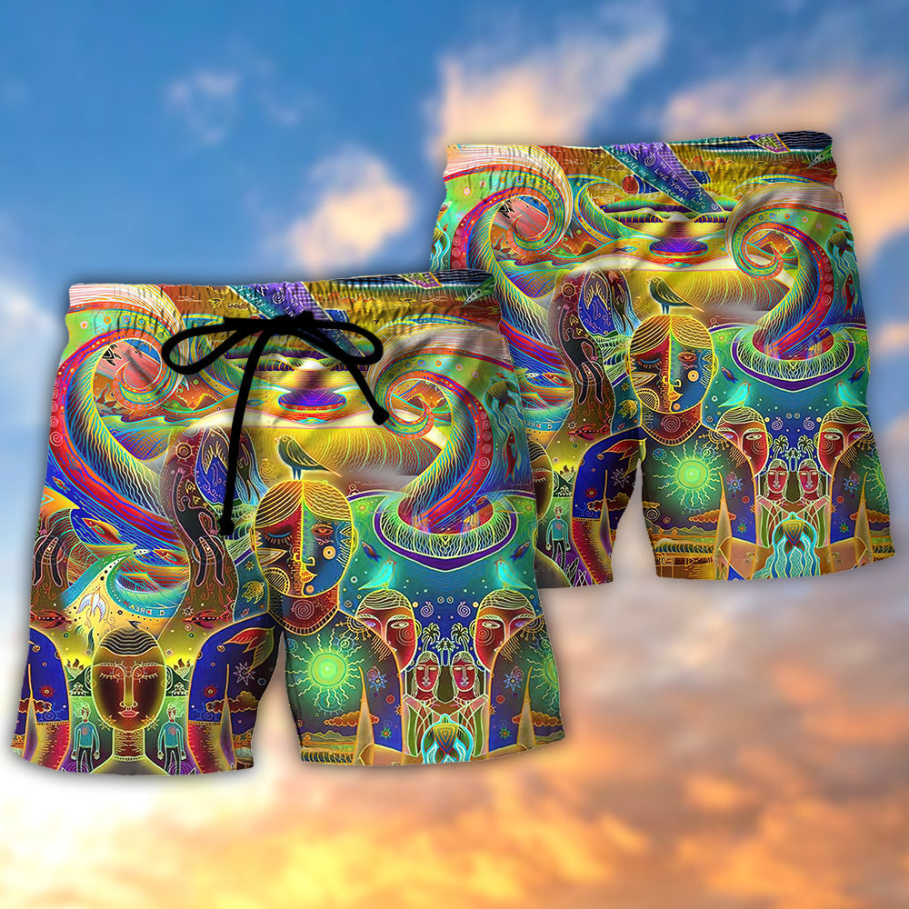 Hippie Peace Life Neon Color Amazing - Beach Short Reefox - Owls Matrix LTD