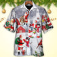 Christmas Santa Claus With Snowman Family In The Town Art Style - Hawaiian Shirt - Reefox