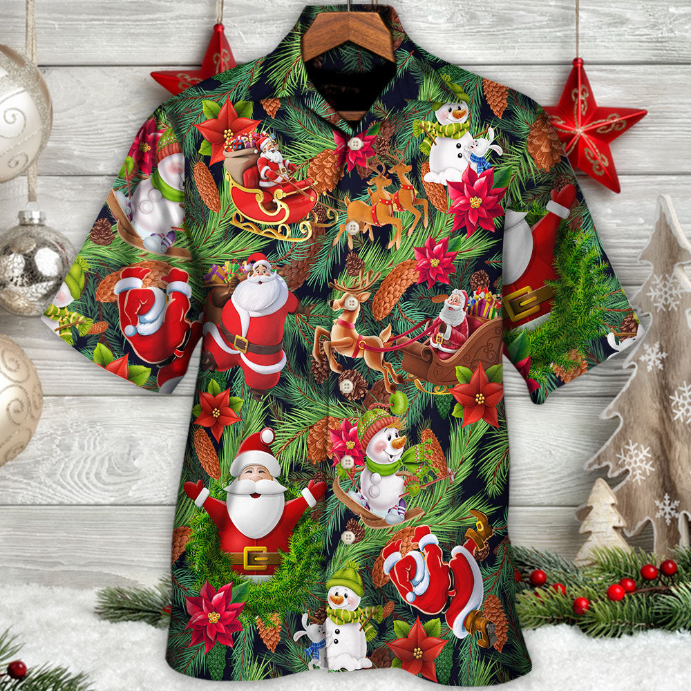Christmas Santa Snowman Merry Xmas To Everyone - Hawaiian Shirt - Reefox
