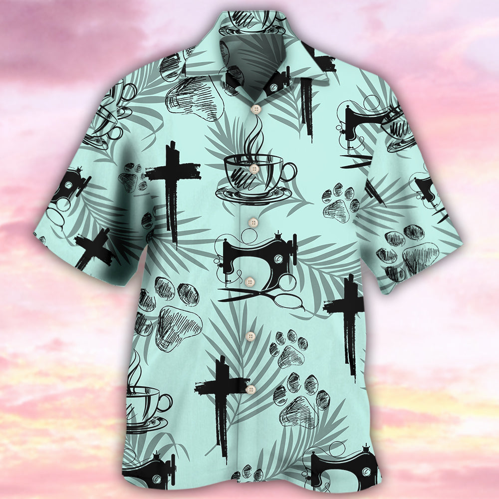 Coffee Jesus Dog Coffee Sewing Lover - Hawaiian Shirt - Reefox