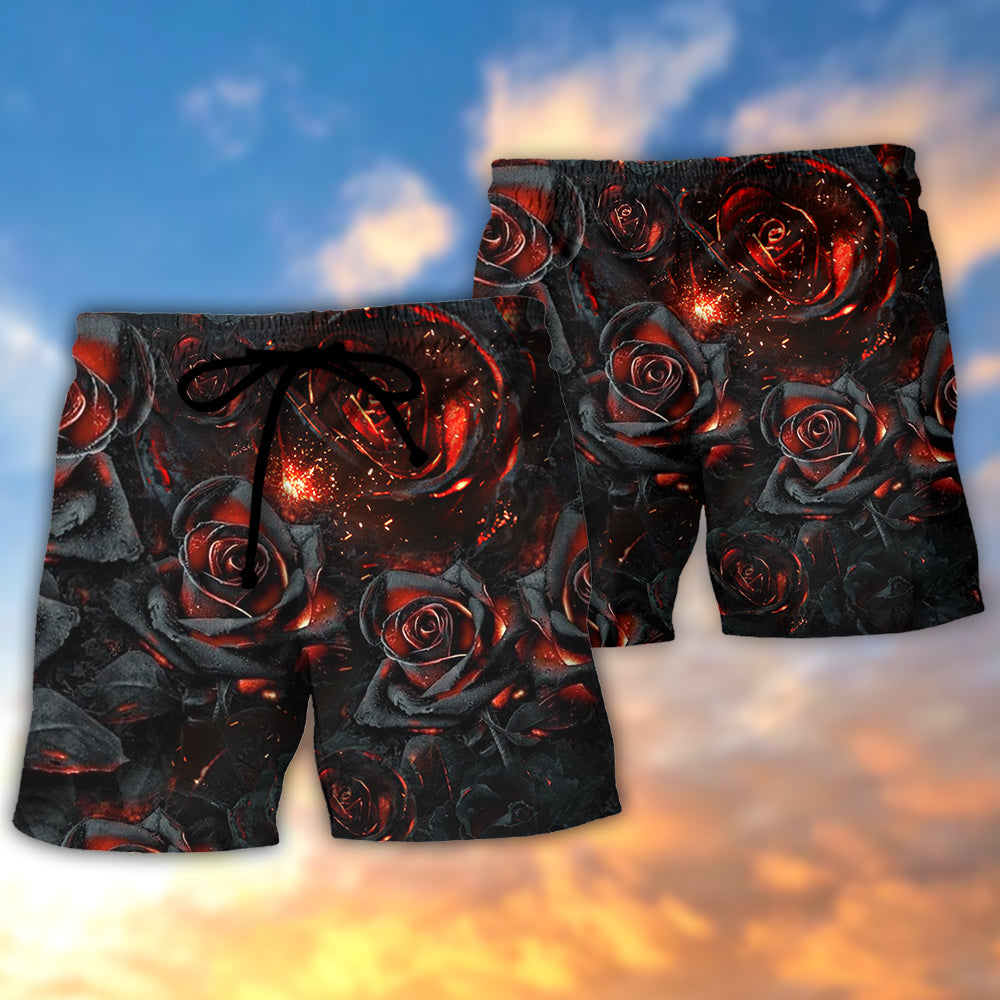 Rose Flowers Life Is Like Burning Rose - Beach Short Reefox - Owls Matrix LTD