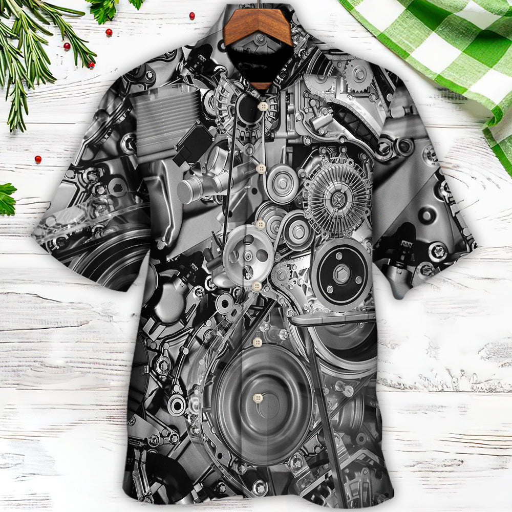 Diesel Engine Pulleys And Belts On Car Engines - Hawaiian Shirt - Reefox