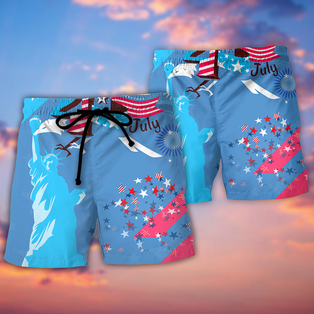 America Independence Happy Day Fourth Of July - Beach Short Reefox - Owls Matrix LTD