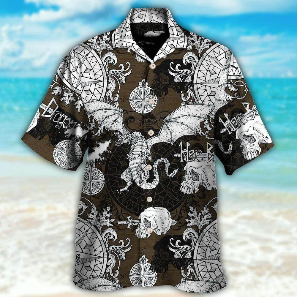 Dragon Flying With Skull Gothic Style - Hawaiian Shirt - Reefox