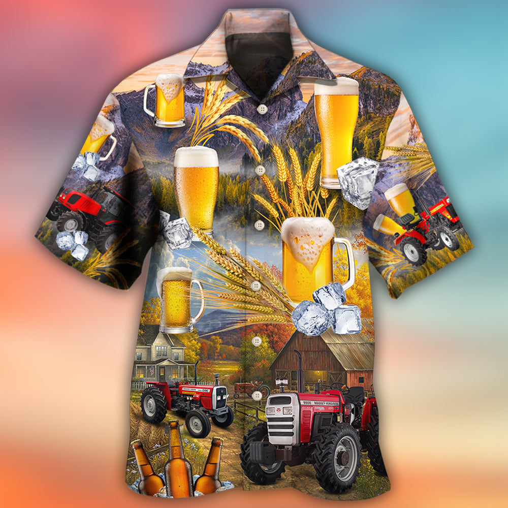Beer And Tractor Autumn Farm Life - Hawaiian Shirt - Reefox