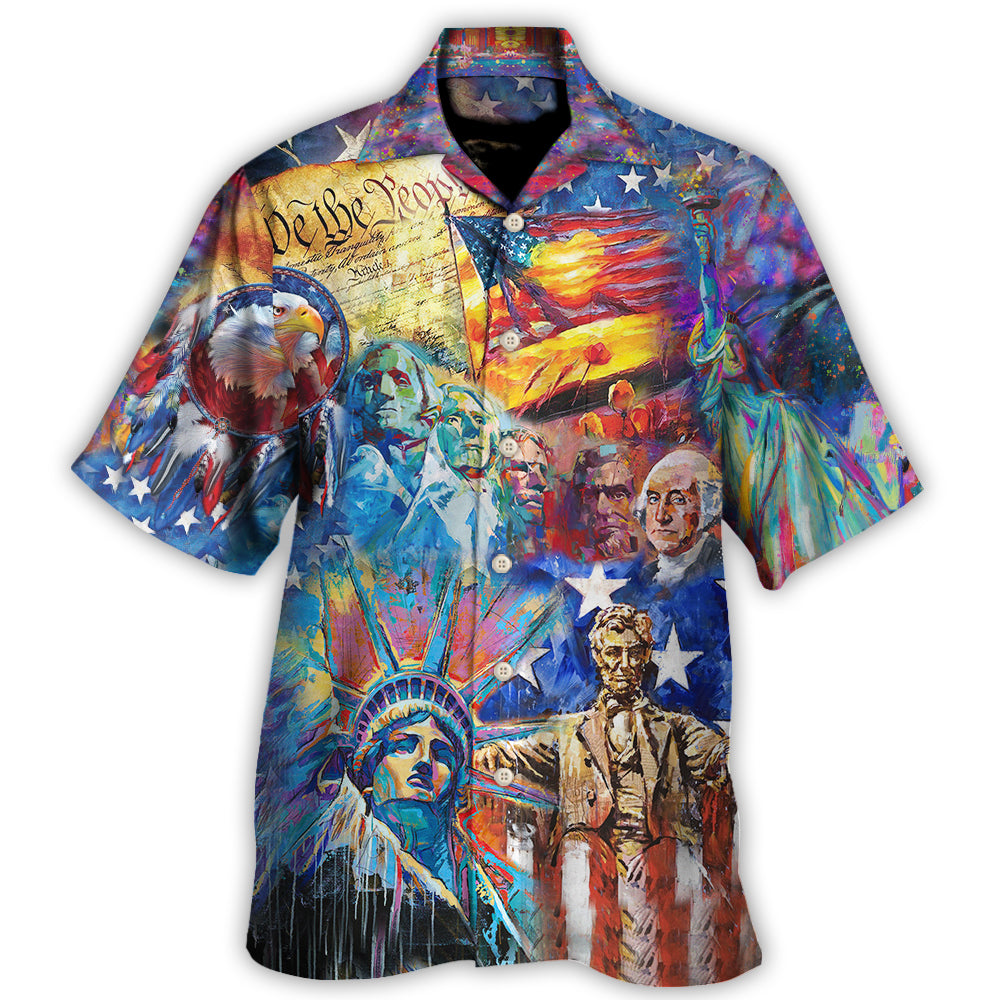 Hawaiian Shirt / Adults / S America My Patriotic Heart Beats Red White And Blue - Hawaiian Shirt - Reefox
