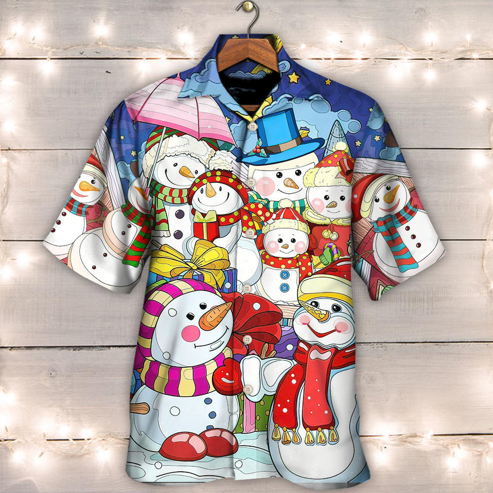 Christmas Snowman Merry Xmas And Happy New Year Art Style - Hawaiian Shirt - Reefox