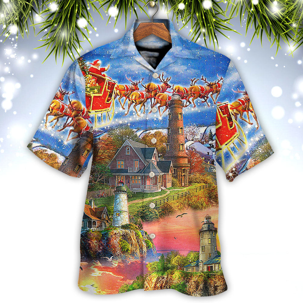 Lighthouse Christmas Santa Shine Like A Lighthouse - Hawaiian Shirt - Reefox