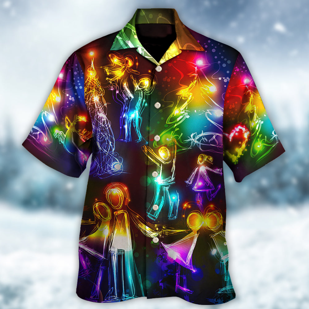 Christmas Family Happy Love Tree Neon Light Style - Hawaiian Shirt - Reefox