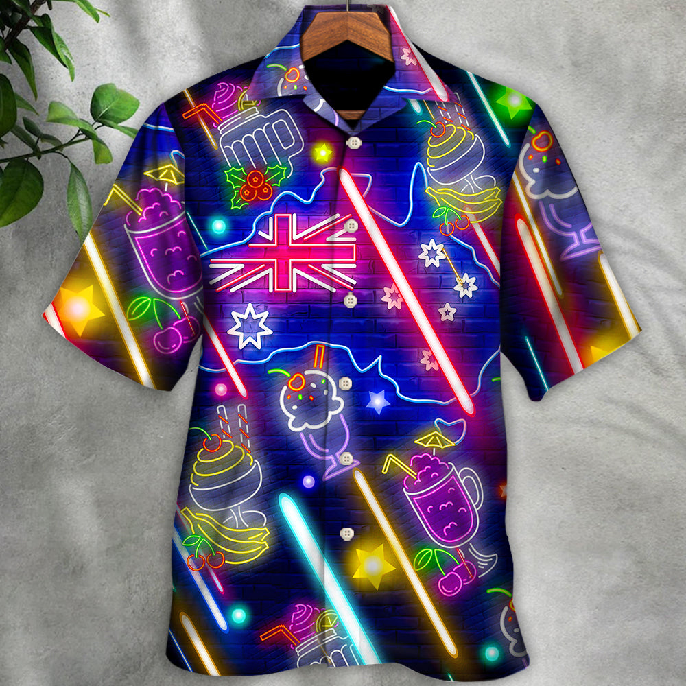 Cocktail Happy Party Bar Pavlova Cocktail Neon Style - Hawaiian Shirt - Reefox